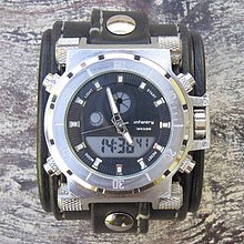 Náramky - Infantry čierne kožené hodinky - 5967437_