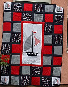 Detský textil - Námornícky patchwork prehoz - 5972989_