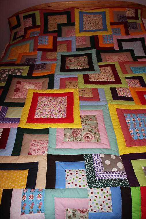 Úžitkový textil - Patchwork prikrývka/prehoz - 5978874_