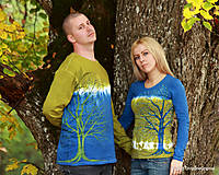 Topy, tričká, tielka - Dámske a pánske tričká párové so stromami batikované a maľované GAŠTANOVÁ ROMANCA - 5981052_