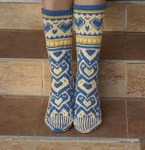  - Luxusné nórske merino ponožky srdiečkové I. (40-41 merino vlna) - 5984315_