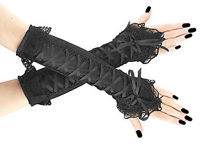 Rukavice - Dámské čierne rukavičky so šnurovaním 0235 - 5991232_