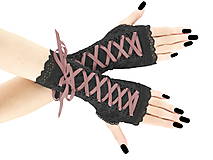 Rukavice - Bezprsté rukavičky so šnurovaním - gothic štýl 0110G - 5994412_