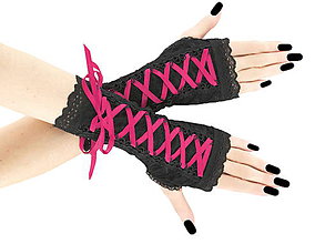 Rukavice - Bezprsté rukavičky so šnurovaním - gothic štýl 0110E - 5994366_