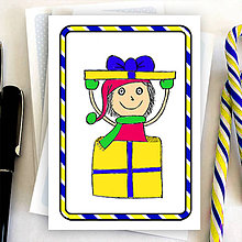 Papiernictvo - Vianočný pajác - vianočná pohľadnica (pruhy) (2) - 6005502_
