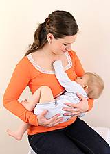 Oblečenie na dojčenie - Dojčiace tričko 3v1 dlhý rukáv - s čipkou - 6010832_