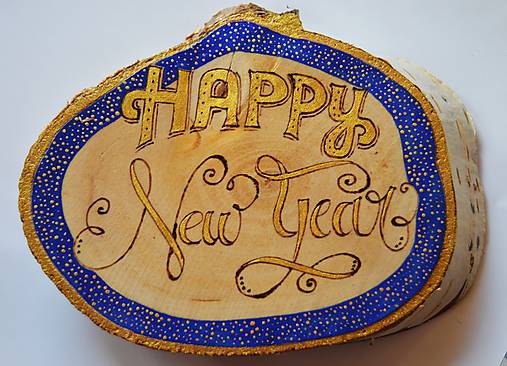  - Závesná drevená dekorácia - happy new year - 6013664_