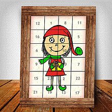 Dekorácie - Adventný kalendár Vianočný pajác trocha prírodný (6) - 6016263_