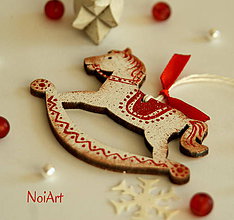 Dekorácie - Vianočná rustikálna ozdoba Koník vlnkovaný - 6021616_