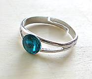 Prstene - Swarovski rivoli 6 mm - prsteň (Blue Zircon) - 6021904_