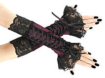 Rukavice - Dámské rukavice gothic so šnurovaním 0535B - 6030370_