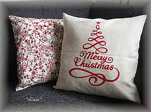 Úžitkový textil - Merry christmas so stromčekom (červený) - 6029764_