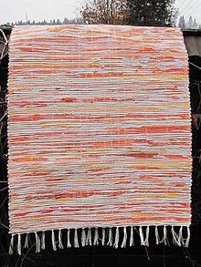 Úžitkový textil - koberec tkaný ,, oranžový melír,, 70x150cm - 6033857_