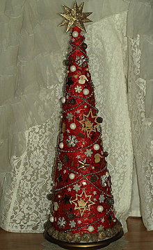 Dekorácie - Vianočný stromček červený - 6057031_