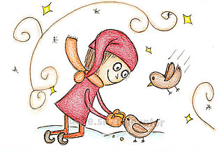 Kresby - Vianočný pajác (kŕmenie vtáčikov) - 6058256_