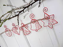 červené vianoce z drôtu s bielymi perličkami... sada