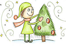 Kresby - Vianočný pajác (zdobenie stromčeka) - 6076337_