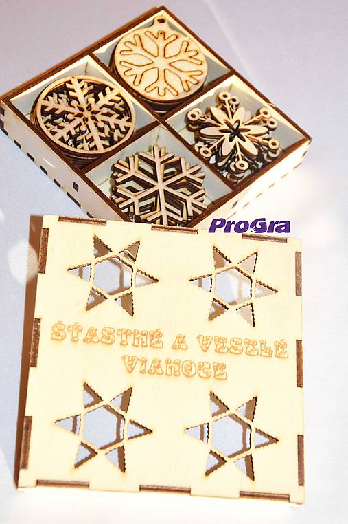 Dekorácie - Vločky v krabičke (24ks) - 6081316_