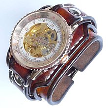Náramky - Vintage kožený remienok s hodinkami KS - 6087264_