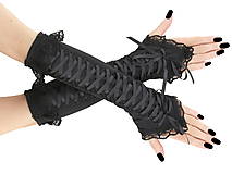 Bezprsté čierné gothic rukavice korzetové  0215