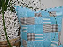 Úžitkový textil - Prehoz, vankúš patchwork vzor tyrkysovo-šedý ( rôzne varianty veľkostí ) - 6096403_