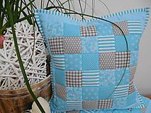 Úžitkový textil - Prehoz, vankúš patchwork vzor tyrkysovo-šedý ( rôzne varianty veľkostí ) - 6096421_