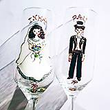 Nádoby - Ručne maľovaný svadobný set (poháre a fľaša) na želanie - 6091877_