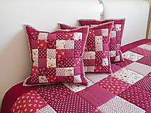 Úžitkový textil - Prehoz, vankúš patchwork vzor bordovo-červený ( rôzne varianty veľkostí ) - 6101255_