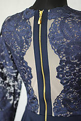 Šaty - Elastické šaty s kovovým zipsom v tmavej modrej a čiernej farbe - 6097958_