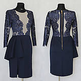Šaty - Elastické šaty s kovovým zipsom v tmavej modrej a čiernej farbe - 6097959_