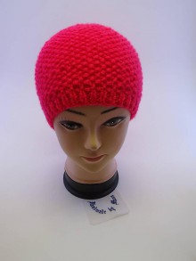 Čiapky, čelenky, klobúky - Pletená čiapka ružová neón - 6110826_
