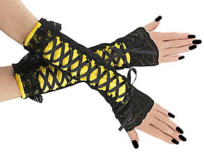 Rukavice - Spoločenské bezprstové žlté rukavice 10M - 6114659_