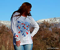 Topy, tričká, tielka - Dámske tričko s folk motívom, maľované ŠTEBOTAVO - 6111379_