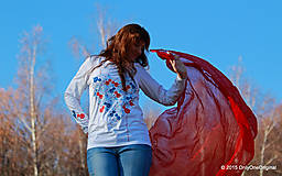 Topy, tričká, tielka - Dámske tričko s folk motívom, maľované ŠTEBOTAVO - 6111397_