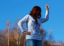 Topy, tričká, tielka - Dámske tričko s folk motívom, maľované ŠTEBOTAVO - 6111398_