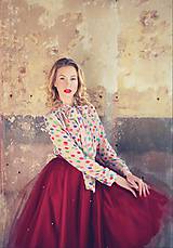 Sukne - Tulle burgundy so zlatými perličkami - 6115468_