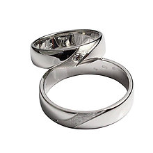 Prstene - Obrúčky z bieleho zlata s briliantom - 6116364_