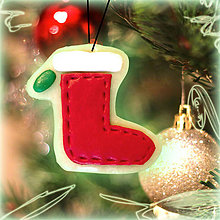 Dekorácie - Svietiaca vianočná dekorácia (vianočná ponožka) - 6123352_