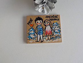 Magnetky - Prvé spoločné Vianoce, maľovaná magnetka - 6128344_
