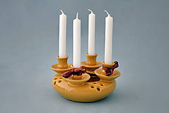 Svietidlá a sviečky - Adventní svícen šíře 15 cm žlutý * - 6133308_