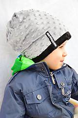 Detské čiapky - zimná čiapka silver&black (bez Bambule) - 6136884_