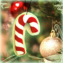 Dekorácie - Svietiaca vianočná dekorácia (vianočné lízatko) - 6136942_