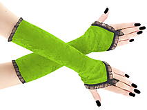 Rukavice - Spoločenské zamatové zelené rukavice opera 10R - 6141943_