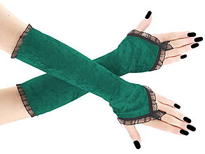 Rukavice - Spoločenské zamatové zelené rukavice opera 5R - 6141505_