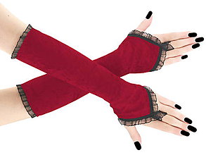 Rukavice - Spoločenské zamatové červené rukavice opera 12R - 6141955_
