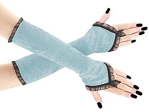 Rukavice - Spoločenské zamatové modré rukavice opera 16R - 6142009_