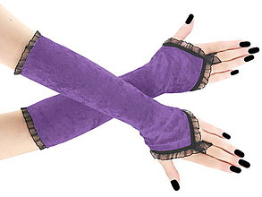 Rukavice - Spoločenské zamatové fialové rukavice opera 19R - 6147581_