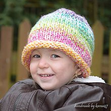 Detské čiapky - Pletená zimná ... "dúha" - 6166111_
