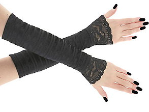 Rukavice - Bezprsté čierne rukavice , návleky na ruky 011A - 6165775_