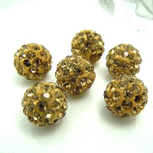 Korálky - Shamballa korálky - zlatohnedé 10 mm - 6169111_